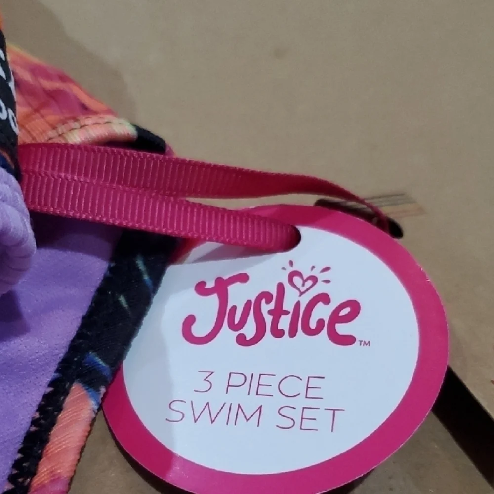Justice Floral Kids Swim Bikini - Black and Purple